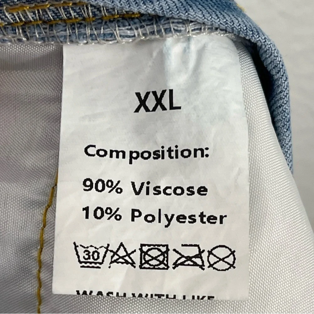 Boho Denim Wide Leg Chambray Overalls Jumpsuit Pockets Boho Summer Casual XXL